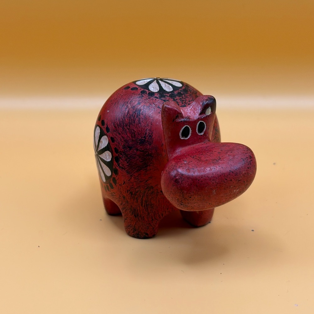 Handcrafted Red Kisii Soapstone Hippo-Handmade In Kenya